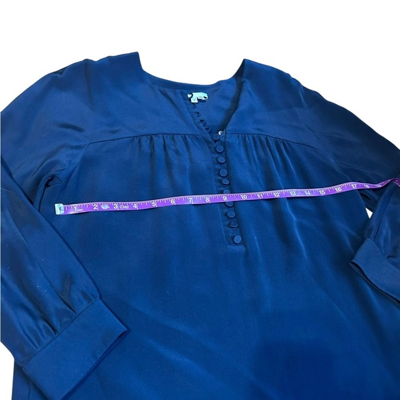 Vince Navy Blue 100% Silk Shirt Dress Size Small Business Causal Quiet Luxury - Picture 3 of 8